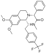 (R)-2-((R)-6,7-dimethoxy-1-(4-(trifluoromethyl)phenethyl)-3,4-dihydroisoquinolin-2(1H)-yl)-N-methyl-2-phenylacetamide Struktur