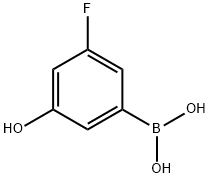 3-フルオロ-5-ヒドロキシフェニルボロン酸 化学構造式