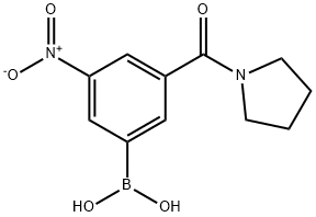 3-NITRO-5-(PYRROLIDIN-1-YLCARBONYL)BENZENEBORONIC ACID 化学構造式
