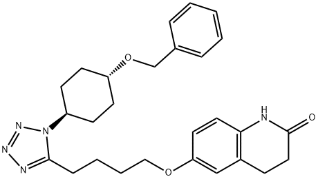 trans-3,4-Dihydro-6-[4-[1-[4-(phenylmethoxy)cyclohexyl]-1H-tetrazol-5-yl]butoxy]-2(1H)-quinolinone Structure