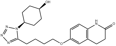 6-[4-[1-(4α-ヒドロキシシクロヘキサン-1α-イル)-1H-テトラゾール-5-イル]ブトキシ]-3,4-ジヒドロキノリン-2(1H)-オン 化学構造式