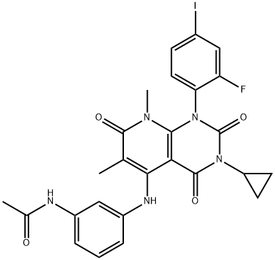 N-(3-(3-cyclopropyl-1-(2-fluoro-4-iodophenyl)-6,8-diMethyl-2,4,7-trioxo-1,2,3,4,7,8-hexahydropyrido[2,3-d]pyriMidin-5-ylaMino)phenyl)acetaMide Structure
