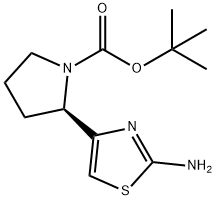 (S)-tert-butyl 2-(2-aminothiazol-4-yl)pyrrolidine-1-carboxylate 化学構造式