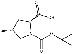 (4R)-1-BOC-4-メチル-D-プロリン 化学構造式