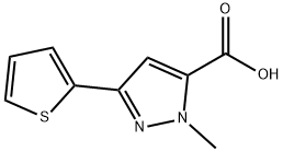 1-メチル-3-チエン-2-イル-1H-ピラゾール-5-カルボン酸 化学構造式