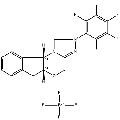 (5AR,10BS)-5A,10B-ジヒドロ-2-(2,3,4,5,6-ペンタフルオロフェニル)-4H,6H-インデノ[2,1-B][1,2,4]トリアゾロ[4,3-D][1,4]オキサジンテトラフルオロほう酸塩 化学構造式