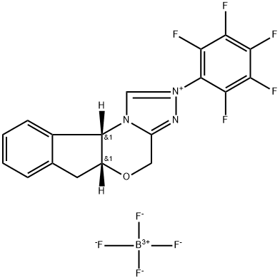 (5AR,10BS)-(+)-5A,10B-DIHYDRO-2-(PENTAFLUOROPHENYL)-4H,6H-INDENO[2,1-B][1,2,4]TRIZOLO[4,3-D][1,4]OXAZINIUM TETRAFLUOROBORATE Struktur