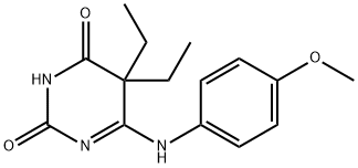 2,4(3H,5H)-Pyrimidinedione, 6-((4-methoxyphenyl)amino)-5,5-diethyl- 结构式
