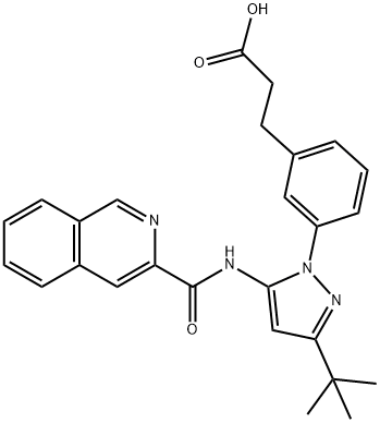 Benzenepropanoic  acid,  3-[3-(1,1-dimethylethyl)-5-[(3-isoquinolinylcarbonyl)amino]-1H-pyrazol-1-yl]- Struktur