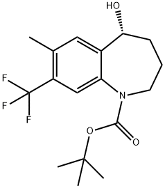 1H-1-Benzazepine-1-carboxylic acid, 2,3,4,5-tetrahydro-5-hydroxy-7-Methyl-8-(trifluoroMethyl)-, 1,1-diMethylethyl ester, (5R)- 化学構造式