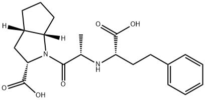(2S,3aS,6aS)-1-[(S)-N-[(S)-1-カルボキシ-3-フェニルプロピル]アラニル]オクタヒドロシクロペンタ[b]ピロール-2-カルボン酸 化学構造式