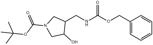 3-羟基-4-[[[[(苯基甲基)氧基]羰基]氨基]甲基]-1-吡咯烷羧酸叔丁酯, 872716-50-2, 结构式