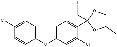 2-(溴甲基)-2-[2-氯-4-(4-氯苯氧基)苯基]-4-甲基-1,3-二氧戊环,873012-43-2,结构式
