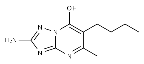 2-アミノ-6-ブチル-5-メチル[1,2,4]トリアゾロ[1,5-A]ピリミジン-7-オール 化学構造式