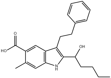 2-(1-Hydroxypentyl)-6-Methyl-3-(2-phenylethyl)-1H-indole-5-carboxylic Acid|化合物 FJ9