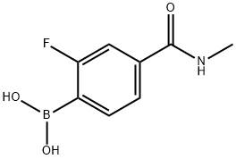 (2-フルオロ-4-(メチルカルバモイル)フェニル)ボロン酸 化学構造式