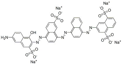 tetrasodium 3-[[4-[[4-[(6-amino-1-hydroxy-3-sulphonato-2-naphthyl)azo]-7-sulphonato-1-naphthyl]azo]-1-naphthyl]azo]naphthalene-1,5-disulphonate Struktur