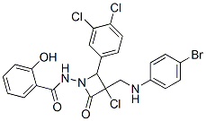 N-[3-[[(4-bromophenyl)amino]methyl]-3-chloro-2-(3,4-dichlorophenyl)-4- oxo-azetidin-1-yl]-2-hydroxy-benzamide Structure