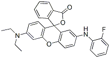 6'-Diethylamino-2'-(o-fluoroanilino)spiro[phthalide-3,9'-[9H]xanthene] Struktur