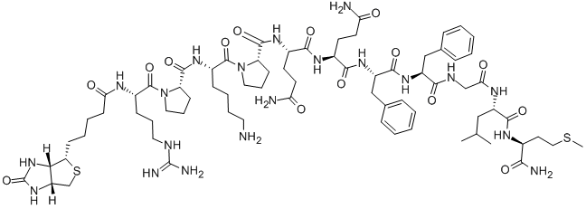 BIOTIN-ARG-PRO-LYS-PRO-GLN-GLN-PHE-PHE-GLY-LEU-MET-NH2, 87468-58-4, 结构式