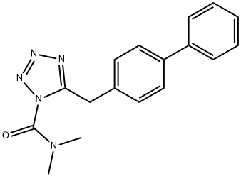 1-(ジメチルカルバモイルオキシ)-5-(ビフェニル-4-イルメチル)-1H-テトラゾール 化学構造式