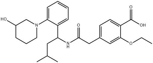 2-Ethoxy-4-[2-[[1-[2-(3-hydroxy-1-piperidinyl)phenyl]-3-methylbutyl]amino]-2-oxoethyl]benzoic Acid Struktur