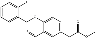 [3-烯醛-4-(2-碘苄氧基)苯基]乙酸甲酯, 875050-49-0, 结构式