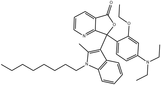 7-[4-(二乙基氨基)-2-乙氧基苯基]-7-(2-甲基-1-辛基-1H-吲哚-3-基)呋喃并[3,4-B]吡啶-5(7H)-酮, 87563-89-1, 结构式