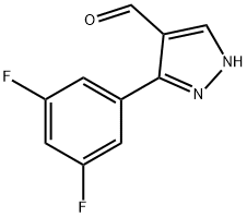 3-(3,5-二氟苯基)-1H-吡唑-4-甲醛 结构式