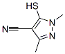 1H-Pyrazole-4-carbonitrile,  5-mercapto-1,3-dimethyl- Structure