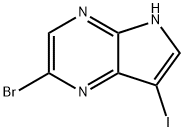 2-ブロモ-7-ヨード-5H-ピロロ[2,3-B]ピラジン 化学構造式