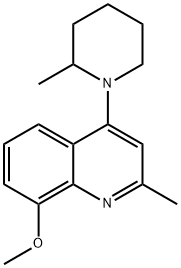 Quinoline, 8-methoxy-2-methyl-4-(2-methylpiperidino)- 化学構造式
