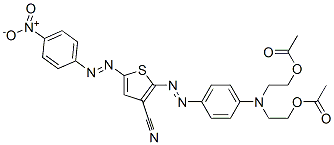 2,2'[[4-[[3-cyano-5-[(4-nitrophenyl)azo]-2-thienyl]azo]phenyl]imino]diethyl diacetate  Struktur