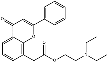 4-オキソ-2-フェニル-4H-1-ベンゾピラン-8-酢酸2-(ジエチルアミノ)エチル 化学構造式