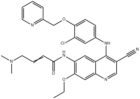 (E)-N-(4-(3-chloro-4-(pyridin-2-ylmethoxy)phenylamino)-3-cyano-7-ethoxyquinolin-6-yl)-4-(dimethylamino)but-2-enamide Structure