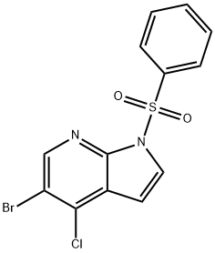 1H-ピロロ[2,3-B]ピリジン, 5-ブロモ-4-クロロ-1-(フェニルスルホニル)- 化学構造式