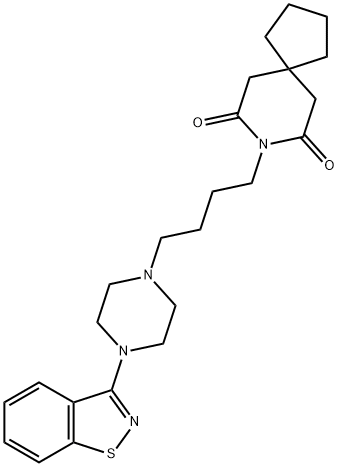 8-[4-[4-(1,2-ベンゾイソチアゾール-3-イル)-1-ピペラジニル]ブチル]-8-アザスピロ[4.5]デカン-7,9-ジオン 化学構造式