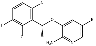 (R)-5-ブロモ-3-[1-(2,6-ジクロロ-3-フルオロフェニル)エトキシ]ピリジン-2-アミン 化学構造式