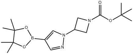 3-(4-(4,4,5,5-四甲基-1,3,2-二噁硼烷-2-基)-1H-吡唑-1-基)氮杂丁烷-1-羧酸叔丁酯,877399-35-4,结构式