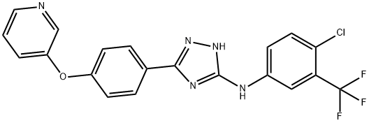 N-(4-氯-3-(三氟甲基)苯基)-5-(4-(吡啶-3-基氧基)苯基)-1H-1,2,4-三唑-3-胺, 877874-59-4, 结构式