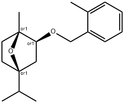 rac-2β*-(2-メチルベンジルオキシ)-4α*-イソプロピル-1α*-メチル-7-オキサビシクロ[2.2.1]ヘプタン 化学構造式