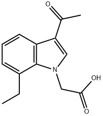 (3-アセチル-7-エチル-1H-インドール-1-イル)酢酸 化学構造式