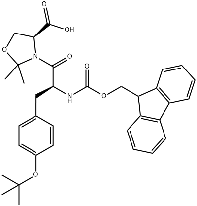 (4S)-3-[(2S)-3-[4-(叔丁氧基)苯基]-2-[[芴甲氧羰基]氨基]-1-氧代丙基]-2,2-二甲基-4-恶唑烷羧酸 结构式