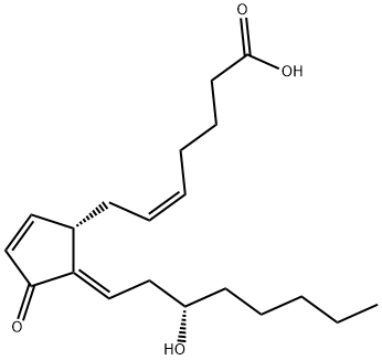 (5Z,12E,15S)-15-ヒドロキシ-11-オキソプロスタ-5,9,12-トリエン-1-酸 化学構造式