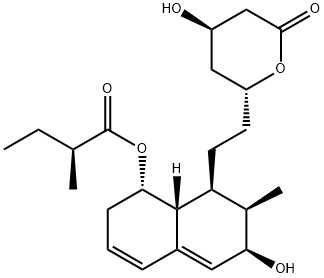 (2S)-2-Methylbutanoic Acid (1S,6R,7R,8S,8aR)-1,2,6,7,8,8a-Hexahydro-6-hydroxy-7-Methyl-8-[2-[(2R,4R)-tetrahydro-4-hydroxy-6-oxo-2H-pyran-2-yl]ethyl]-1-naphthalenyl Ester, 87984-67-6, 结构式