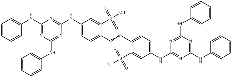 4,4'-ビス[(4,6-ジアニリノ-1,3,5-トリアジン-2-イル)アミノ]スチルベン-2,2'-ビススルホン酸 化学構造式