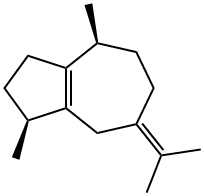 (1S,4S)-1,2,3,4,5,6,7,8-オクタヒドロ-1,4-ジメチル-7-(1-メチルエチリデン)アズレン 化学構造式