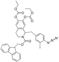 880475-04-7 2(1H)-Isoquinolinecarboxylic  acid,  1-[(4-azido-3-iodophenyl)methyl]-6,7-bis[(ethoxycarbonyl)oxy]-3,4-dihydro-,  9H-fluoren-9-ylmethyl  ester