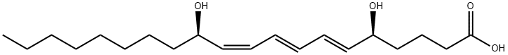 (5S,6Z,8E,10E,12R,14Z)-5,12,20-トリヒドロキシ-6,8,10,14-イコサテトラエン酸 化学構造式