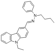 9-エチルカルバゾール-3-カルボキシアルデヒドN-ブチル-N-フェニルヒドラゾン 化学構造式